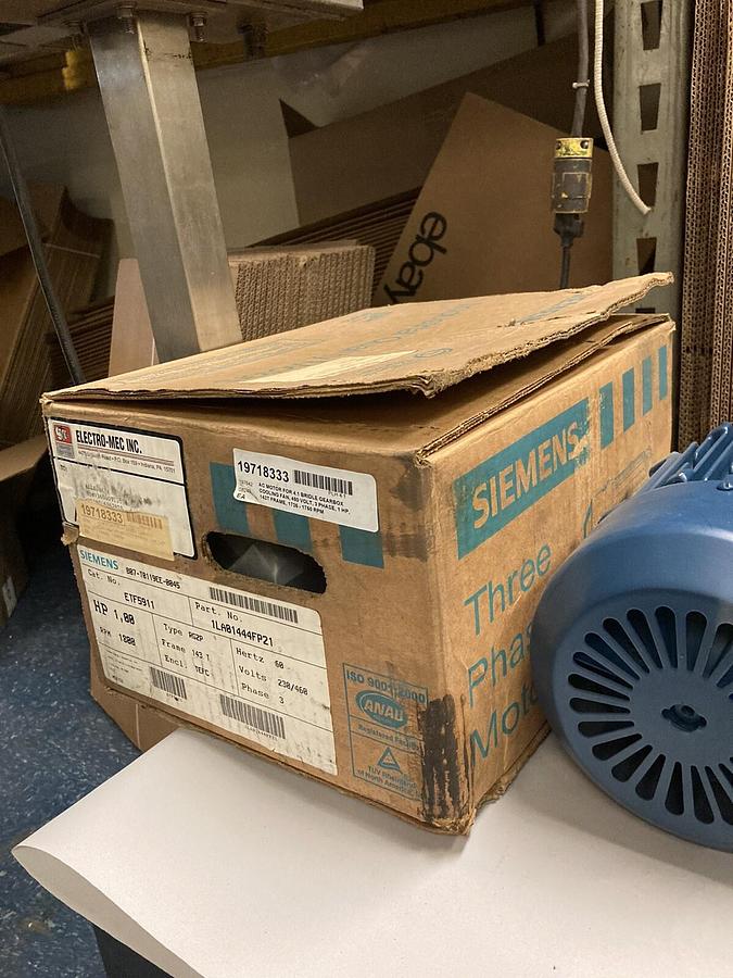 Siemens,ETF5911,1 HP Epact Efficiency Motor Type RGZP 1745 RPM 143T Frame