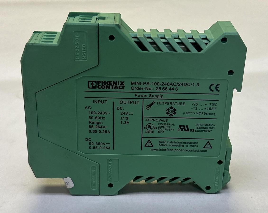 Used PHOENIX CONTACT,MINI-PS-100-240AC/24DC/1.3,POWER SUPPLY