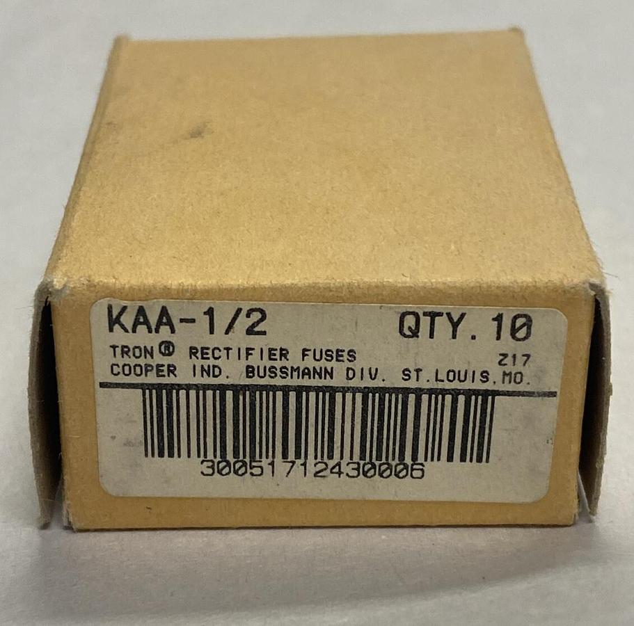 COOPER BUSSMANN,KAA-1/2,TRON FUSE 1/2 AMP LOT OF 10 NEW