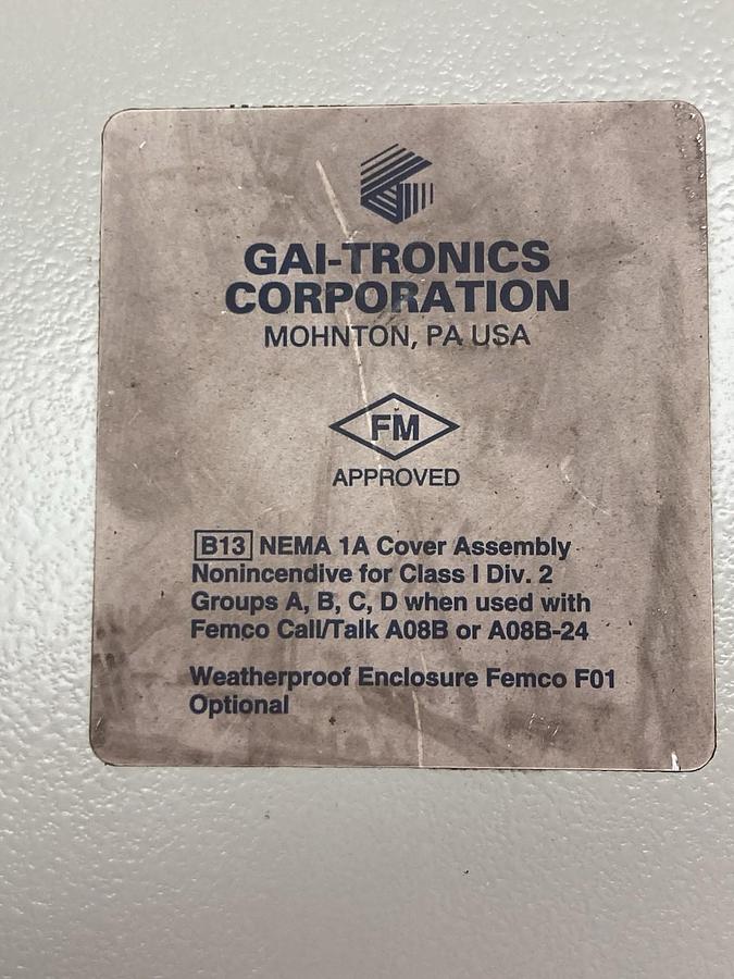 Used Gai-Tronics,A01B,Wall Mount Enclosure Assembly Nema 1A