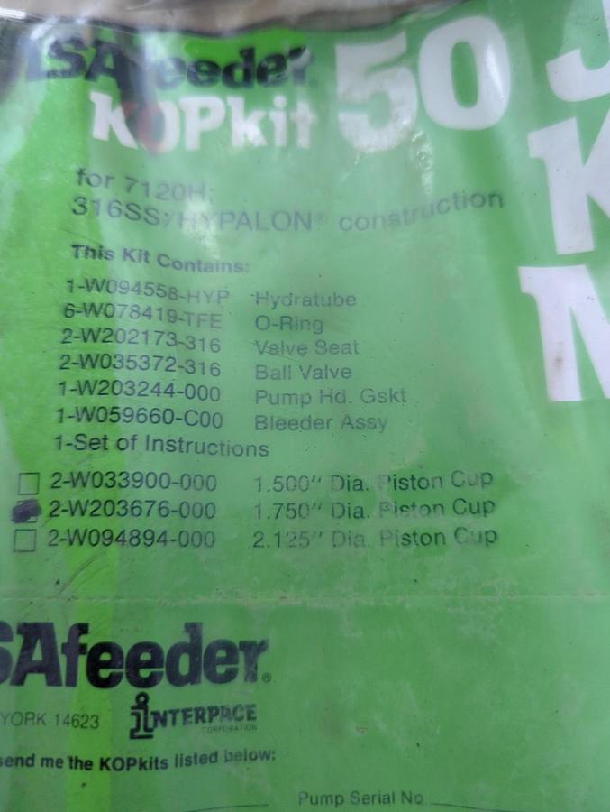 PULSAFEEDER,50 JKM,PULSA KOPkit REPAIR KIT 1-3/4 INCH NOS