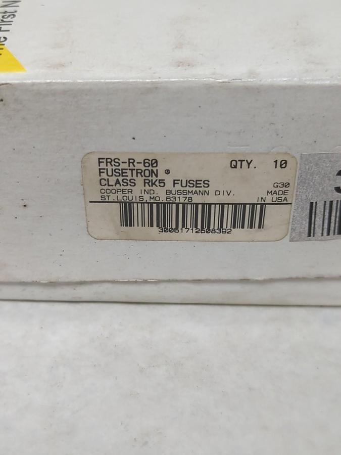 COOPER BUSSMANN,FRS-R-60,FUSETRON 60 AMP FUSES BOX OF 10 NOS