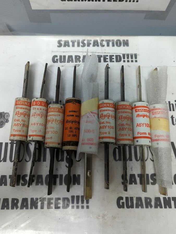 GOULD SHAWMUT,A6Y100,TYPE 3 AMP-TRAP FUSE LOT OF 9 NOS