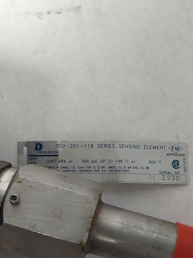 Used DREXELBROOK,700201-118,SENSING ELEMENT 2067KpA OR 300PSI PRE-OWNED