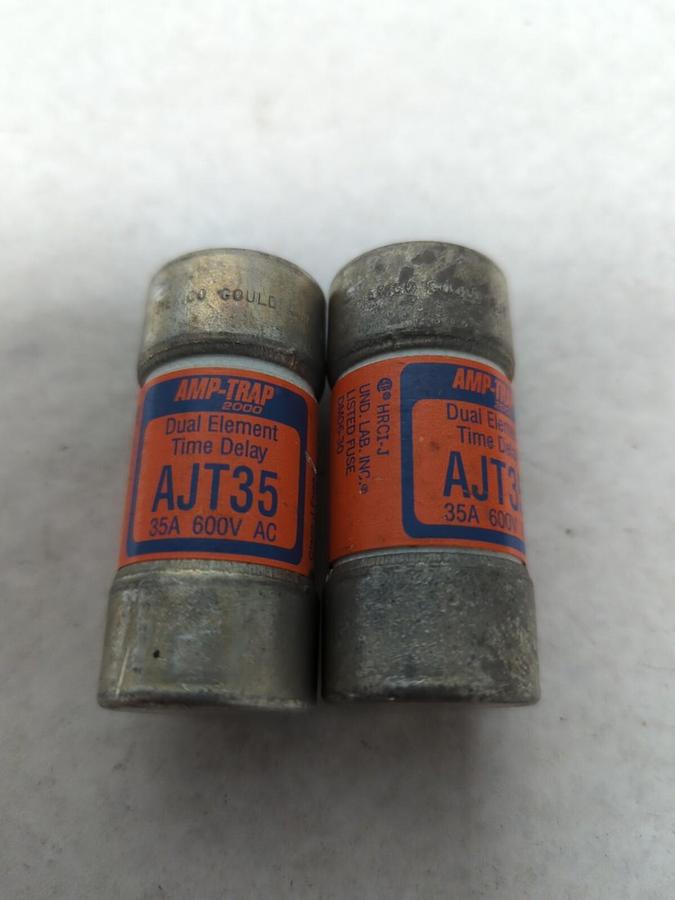 Used GOULD SHAWMUT,AJT35,AMP-TRAP 35 AMP FUSE LOT OF 2 PRE-OWNED