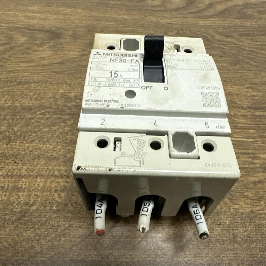 Used Mitsubishi,NF30-FA,15 Amp Circuit Breaker