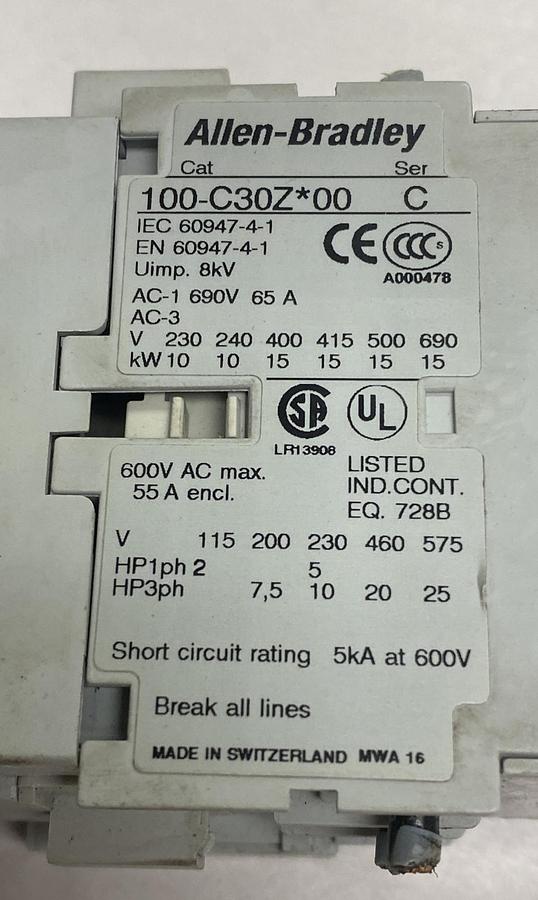 Used Allen-Bradley,100-C30Z*00,Series C Contactor