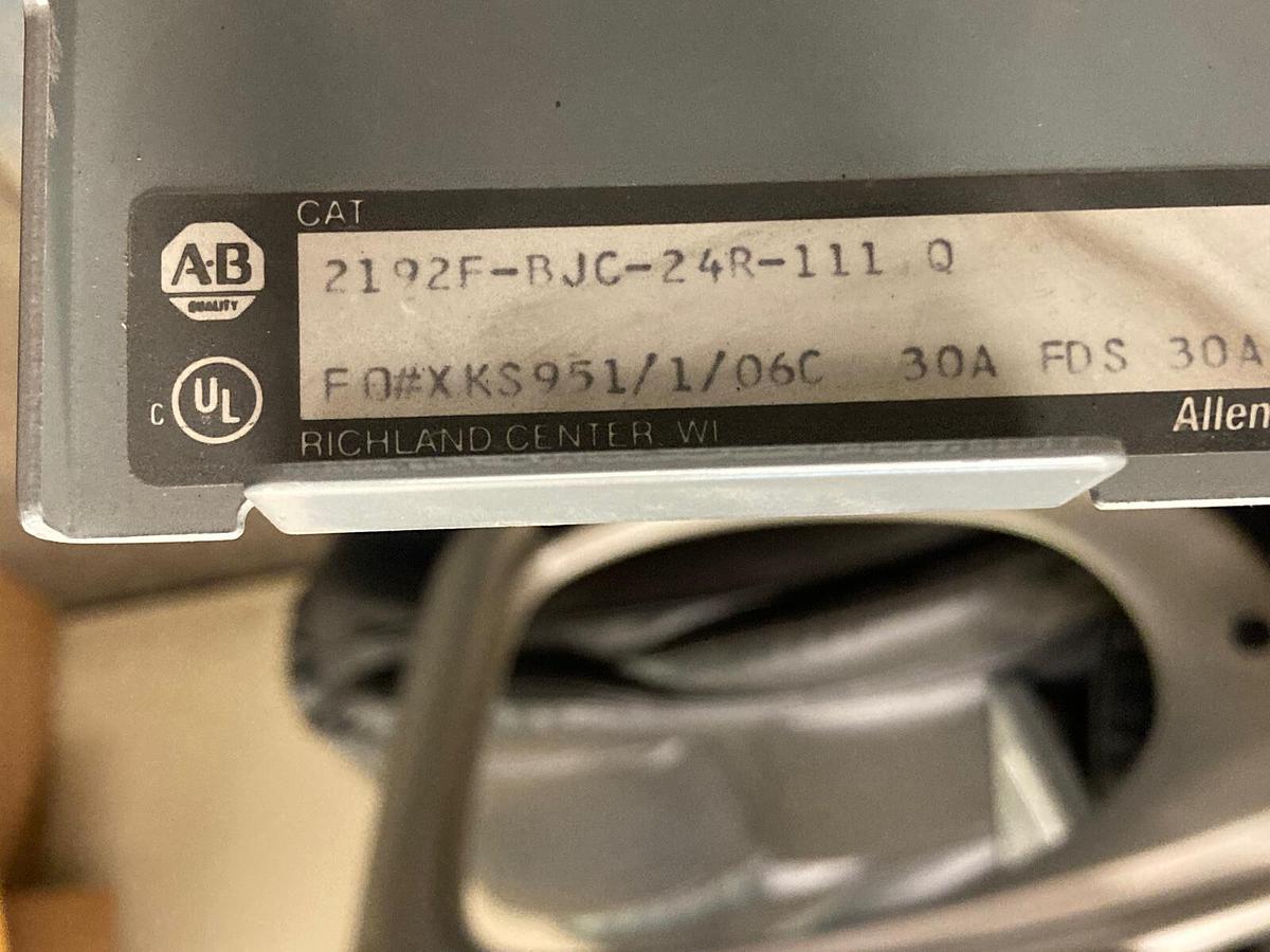 Used Allen-Bradley,2100 2192F,30 Amp 12 INCH Fused MCC Disconnect Feeder Bucket