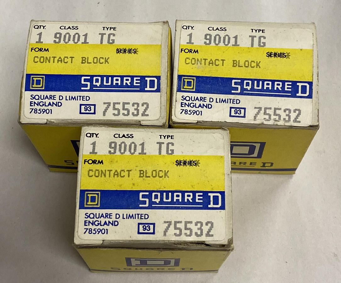 Used Square D,9001TG,Contract Block Lot of 3 NOS