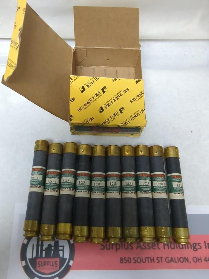 RELIANCE,ECSR1,TIME-DELAY 1 AMP FUSES BOX OF 10 600V NOS