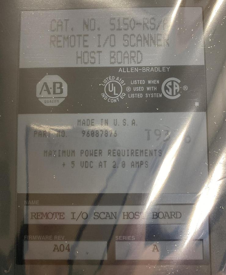 Used ALLEN BRADLEY,5150-RS2,SER A I/O REMOTE SCANNER REFURBISHED