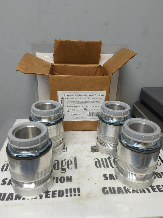 SERVICE WIRE CO.,CONW184,METAL CLAD  TYPE MC SERIES CABLE CONNECTOR BOX OF 4