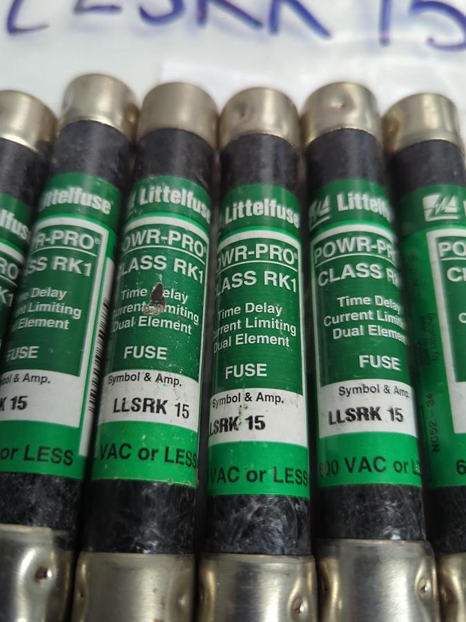 LITTELFUSE,LLSRK-15,POWR-PRO 15 AMP FUSE LOT OF 6 NOS