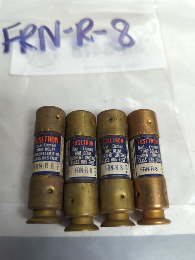 Used COOPER BUSSMANN,FRN-R-8,FUSETRON 8 AMP FUSE LOT OF 4 PRE-OWNED