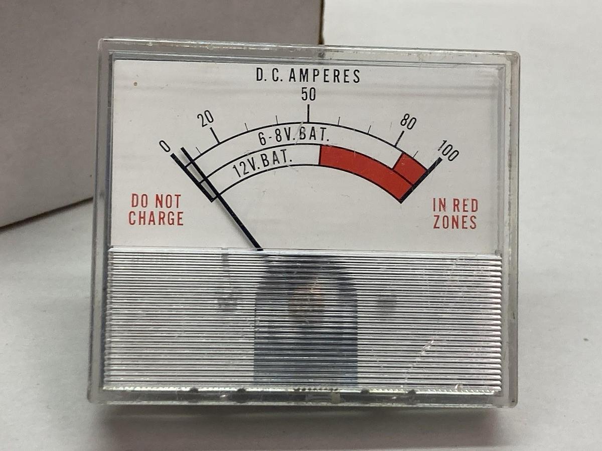 Used D.C. Amperes,0-100A,Panel Meter Gauge 6-8V & 12V Bat