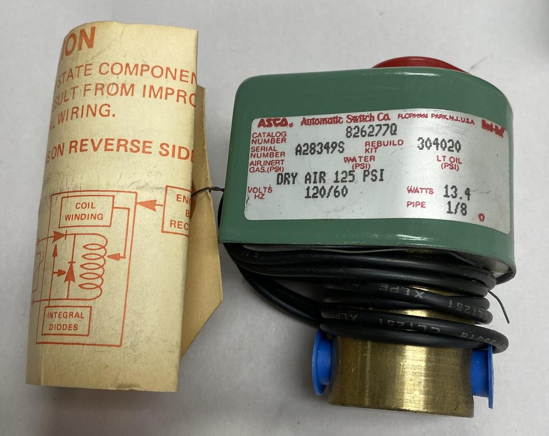 ASCO,826277Q,SOLENOID VALVE 2 WAY 1/8 INCH 120V 60HZ NOS
