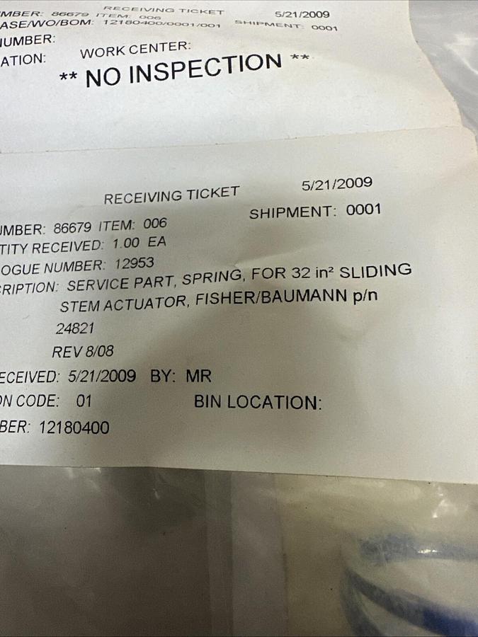 Used Fisher,24821,Actuator Spring 3/4"