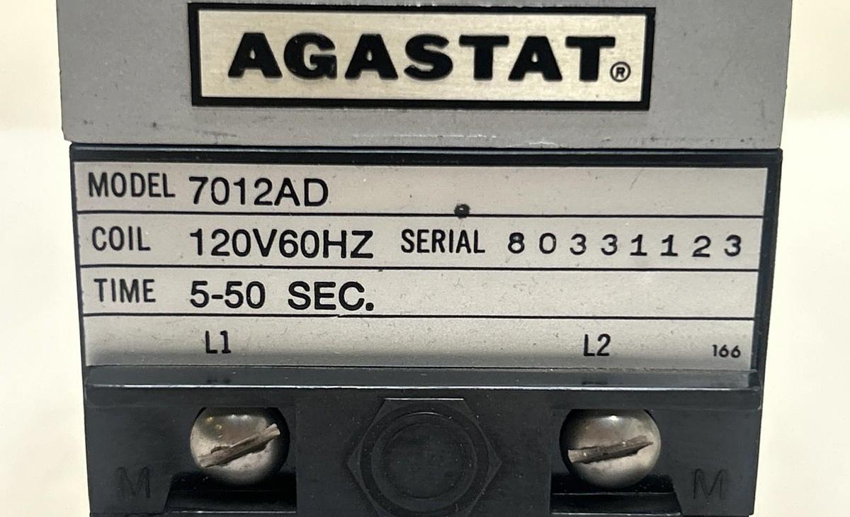Used AGASTAT,7012AD,TIME DELAY RELAY 5-50 SEC 120V