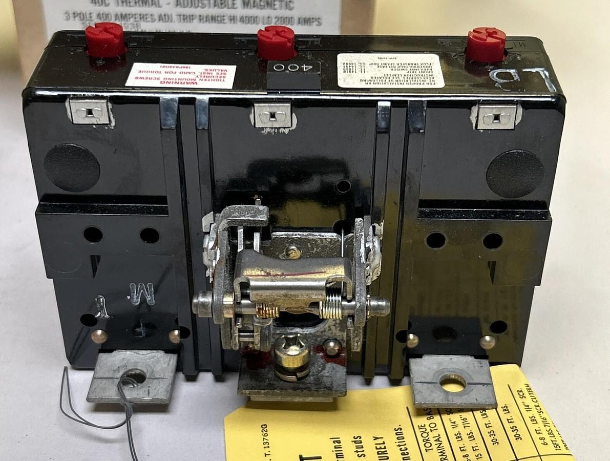 Used WESTINGHOUSE,HLB3400T,TRIP UNIT 400 AMP 3 POLE NEW