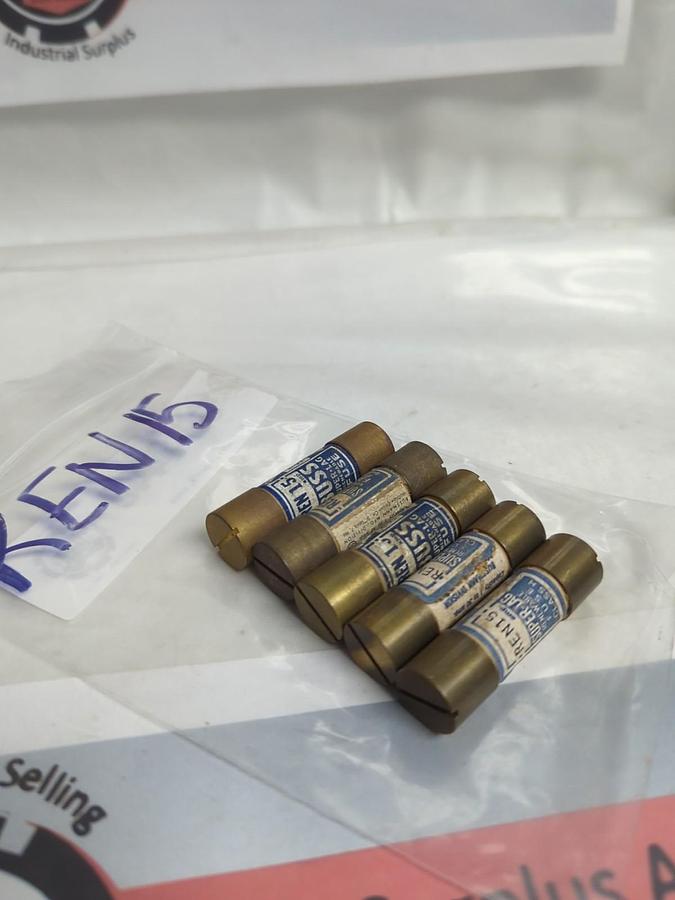 COOPER BUSSMANN,REN15,RENEWABLE 15 AMP FUSE LOT OF 5 PRE-OWNED