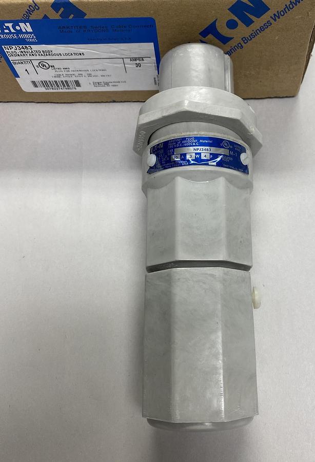 Used EATON CROUSE HINDS,NPJ3483,PLUG-INSULATED BODY 30A NEW