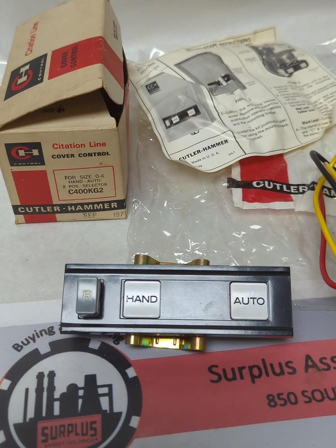 CUTLER-HAMMER,C400KG2,COVER CONTROL HAND-AUTO 2-POS SELECTOR FOR SIZE 0-4 NOS