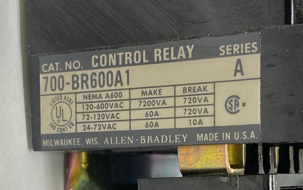 ALLEN BRADLEY,700-BR600A1,SER A AC RELAY 120V NEW NO BOX