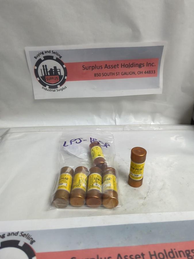 Used COOPER BUSSMANN,LPJ-1-15SP,LOW-PEAK 15 AMP FUSE LOT OF 6 PRE-OWNED