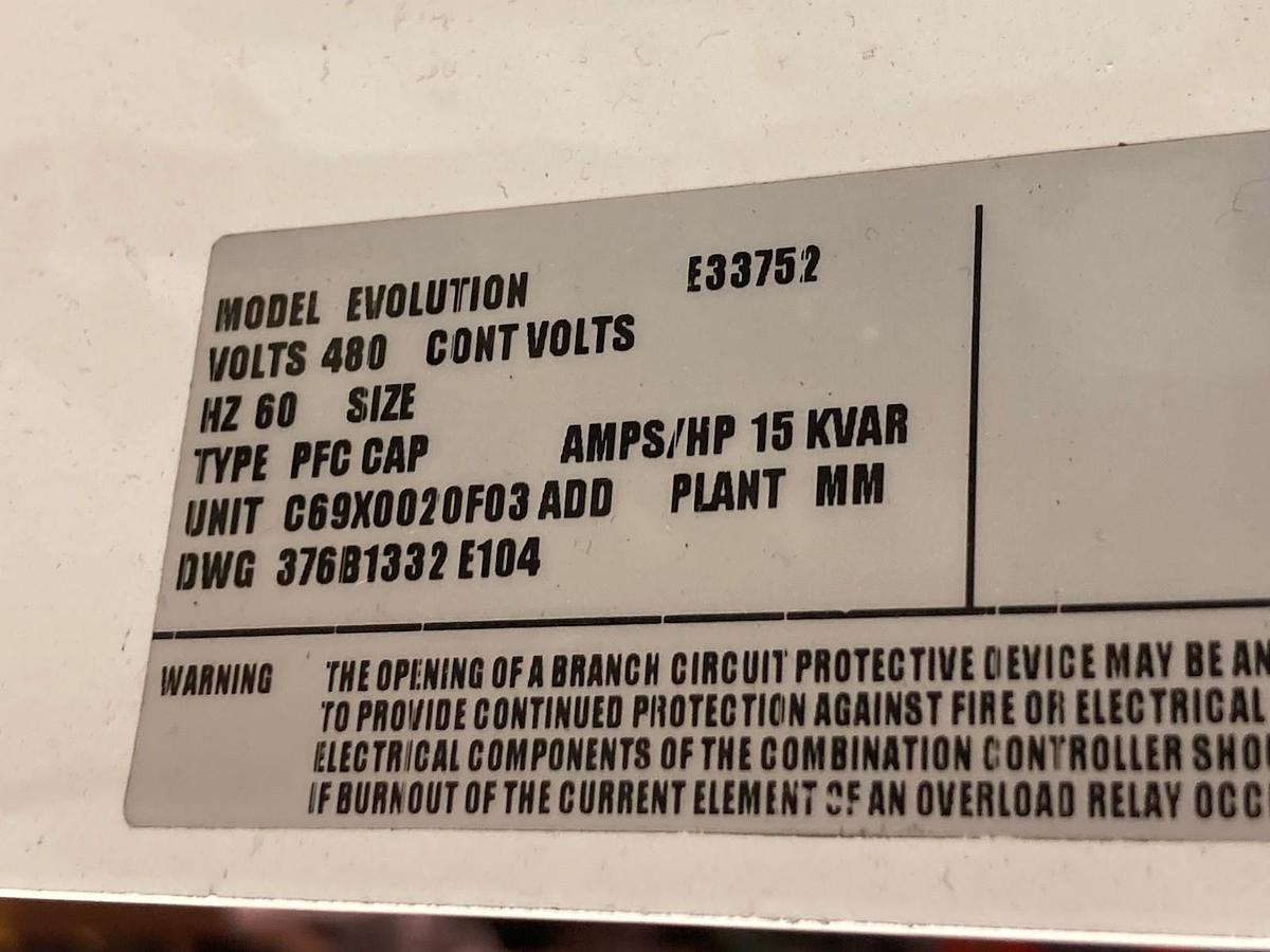 Used GE,E33752,Evolution PFC CAP MCC Bucket 60Hz 480V 15kVAR