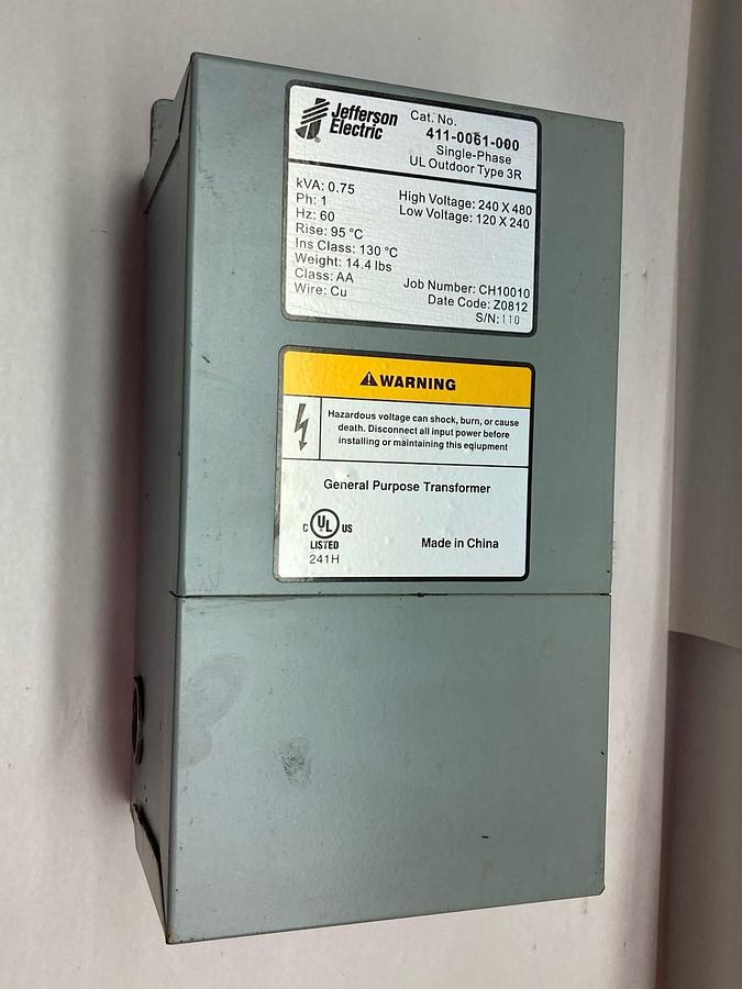Used Jefferson Electric,411-0061-000,Single-Phase UL Outdoor Type 3R