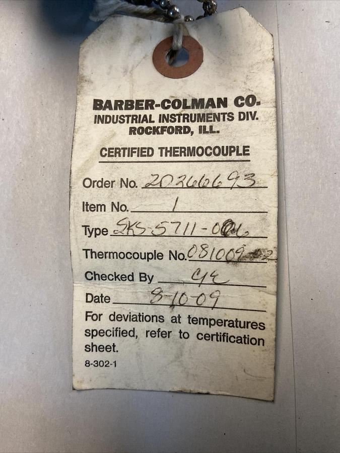 Barber Colman,SKS-5711-006,Thermocouple 24 INCH 081009-01 NI-NI-18% Moly