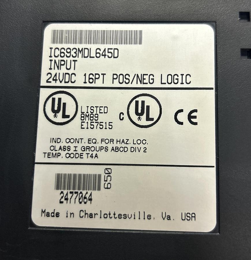 Used GE FANUC,IC693MDL645D,POSITIVE/NEGATIVE LOGIC INPUT MODULE
