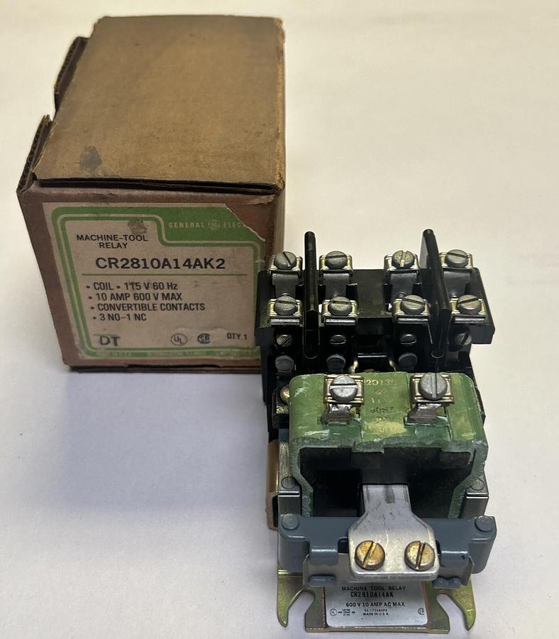 Used GENERAL ELECTRIC,CR2810A14AK2,MACHINE TOOL RELAY 10A 600V NEW