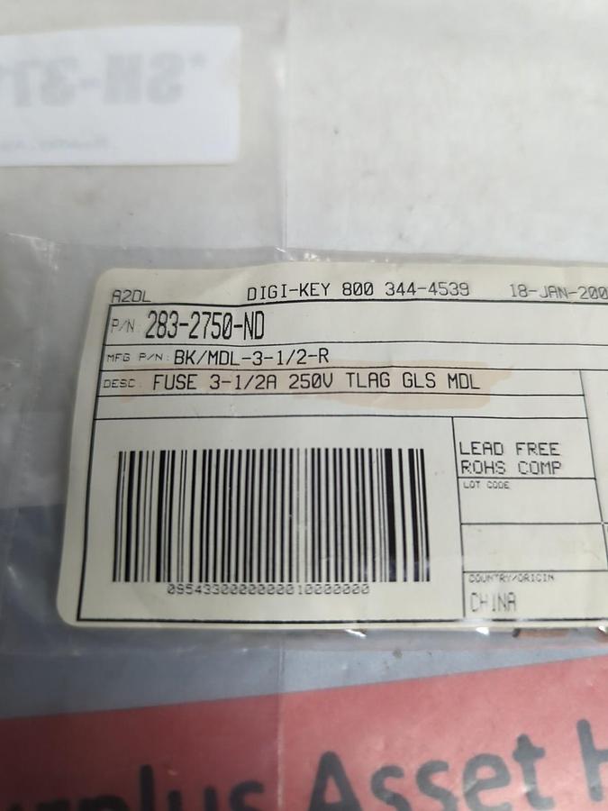 BUSSMANN,BK/MDL-3-1/2R,FUSE LOT OF 20 PCS NOS