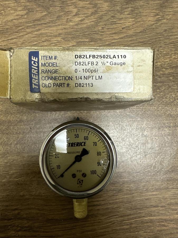 Trerice,D82LFB2502LA110,Pressure Gauge 0-100 PSI