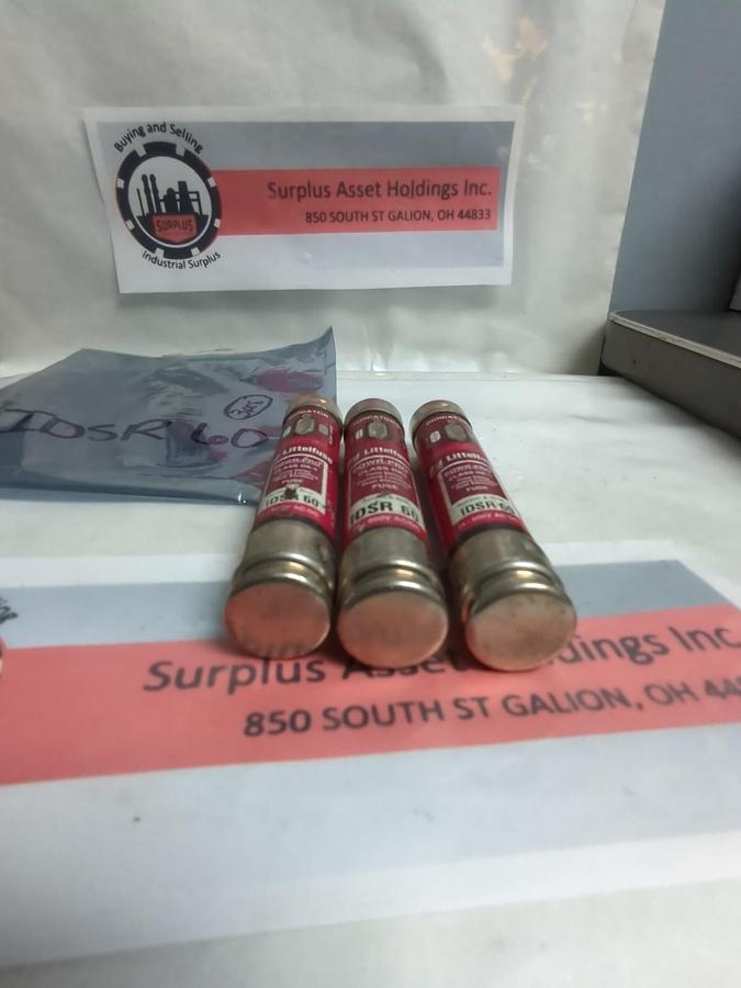 Used LITTELFUSE,IDSR60,INDICATOR 60 AMP FUSE LOT OF 3 PRE-OWNED