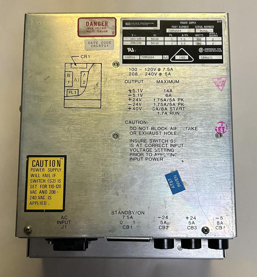 Used MAGNETIC PERIPHERALS INC,72896504,POWER SUPPLY
