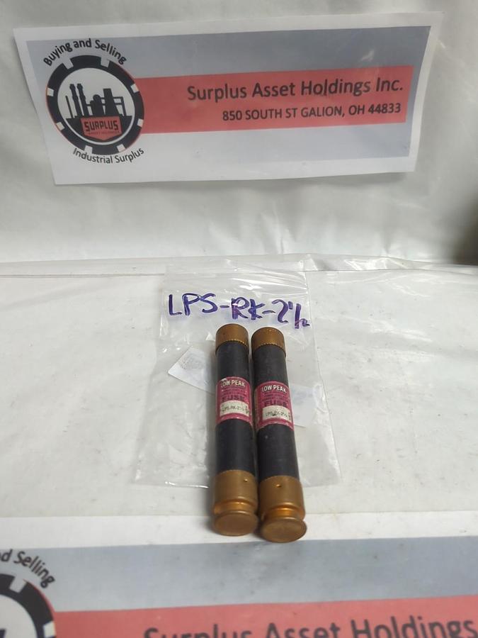 Used COOPER BUSSMANN,LPS-RK-2-1/2,LOW-PEAK 2-1/2 AMP FUSE LOT OF 2 PRE-OWNED