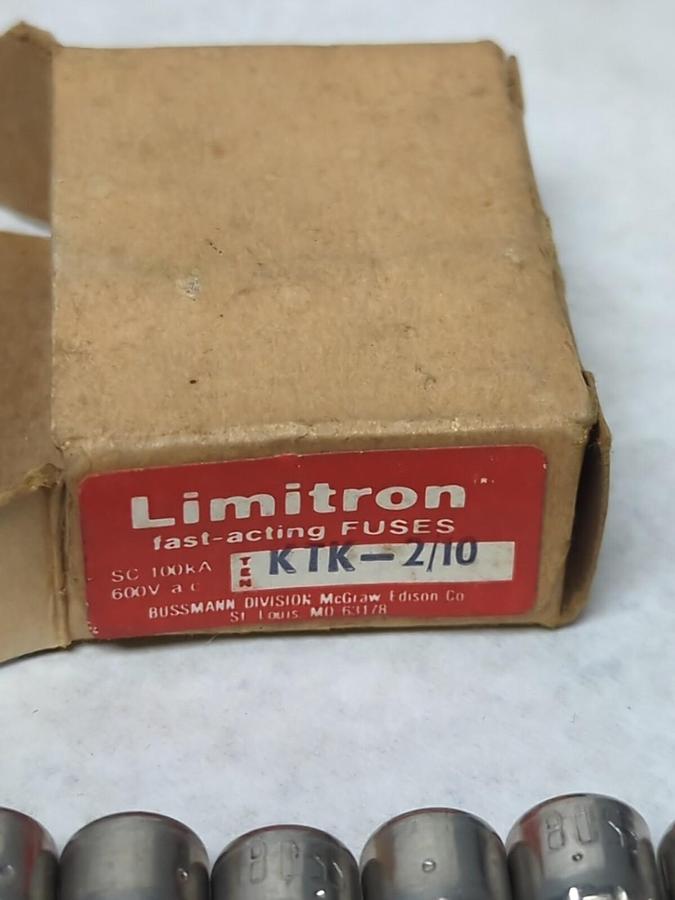 COOPER BUSSMANN,KTK-2/10,LIMITRON 2/10 AMP FUSES BOX OF 10 NOS