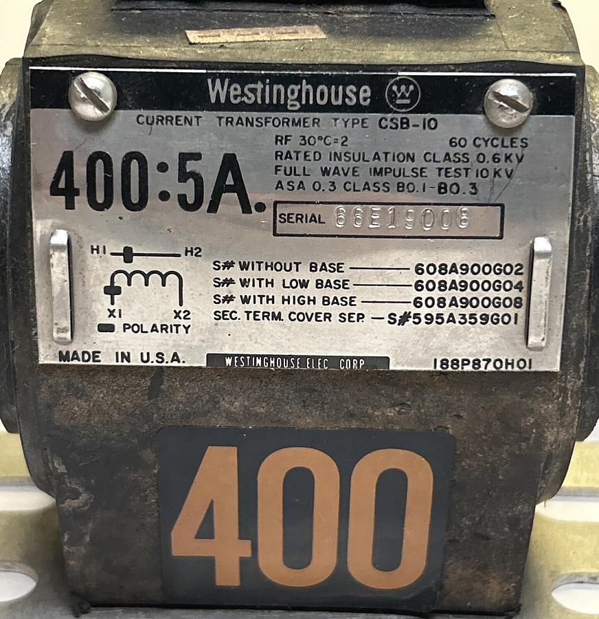 Used WESTINGHOUSE,CSB-10,CURRENT TRANSFORMER