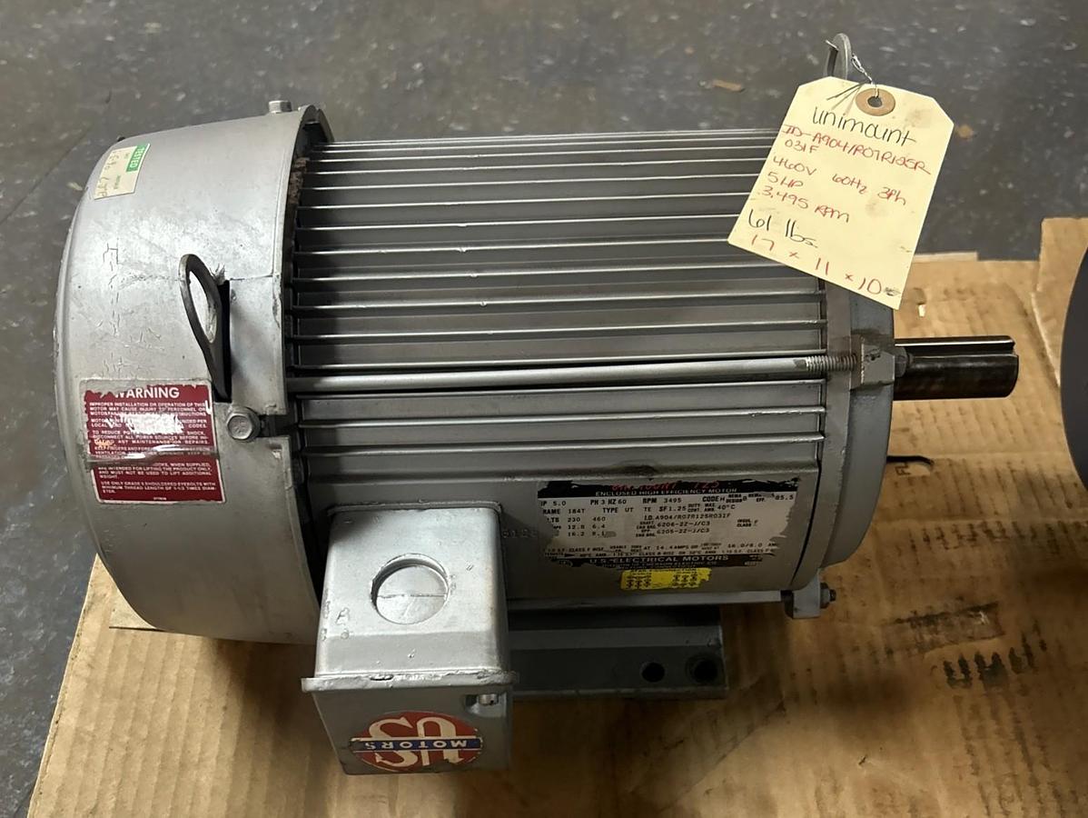 Used US MOTORS,A904/R07R125R031F,MOTOR 5HP 230/460V 3495RPM 3PH 184T FRAME