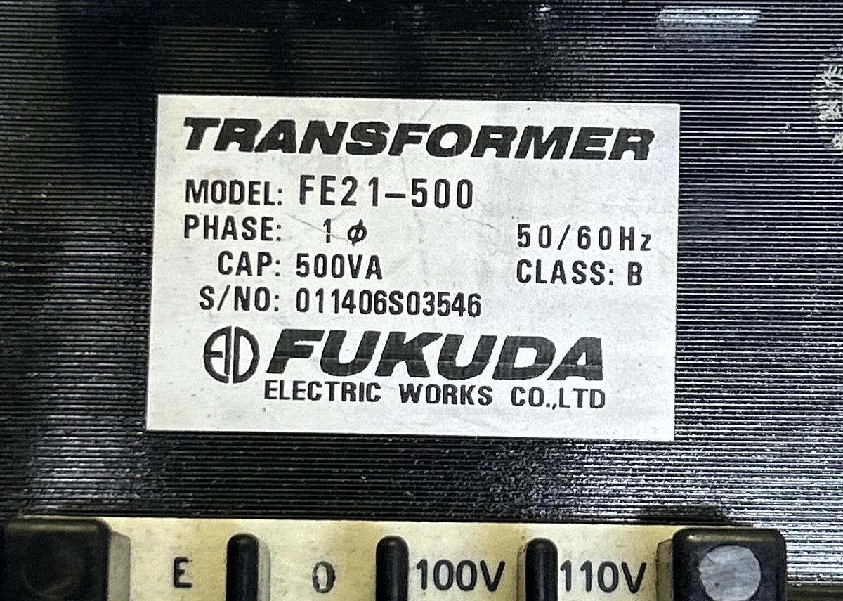 Used FUKUDA,FE21-500,TRANSFORMER 500VA