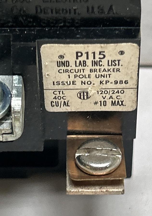 Used PUSHMATIC,P115,CIRCUIT BREAKER 15A 120/240V 1P LOT OF 12