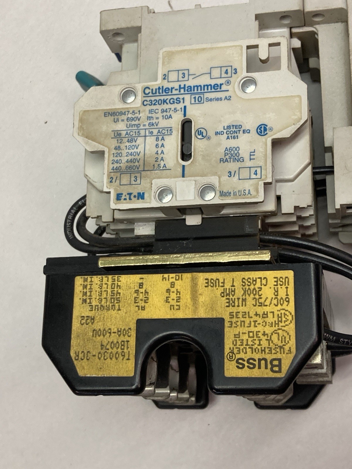 Used Cutler-Hammer,C306DN3,Overload Relay Ser B1 w/C320KGS1 Terminal Block Ser A2
