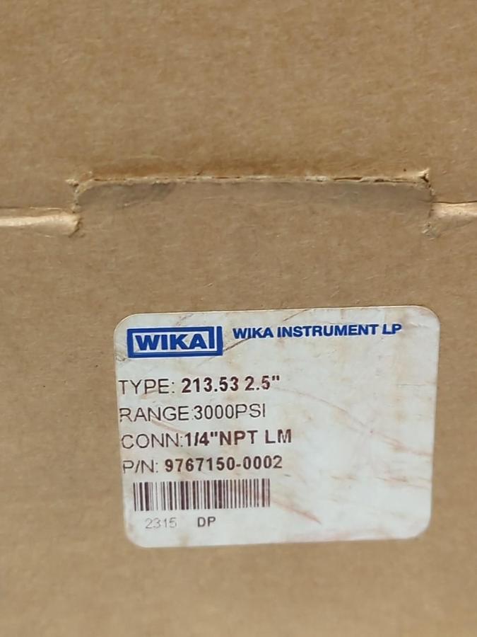 WIKA,9767150-0002,GAUGE RANGE 3000PSI 1/4 IN NPT BOTTOM CONNECTION 2-1/2 IN FACE