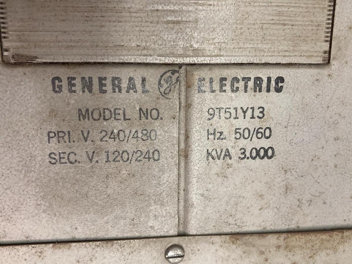 Used General Electric,Model 9T51Y13,Transformer 3KVA 50/60Hz 240/480V