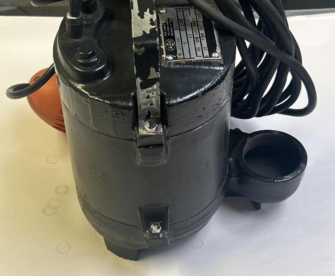 Used ABS,SEVH4WFS,SUMERSIBLE SEWAGE PUMP 0.4HP 3450RPM 115V 66GPM