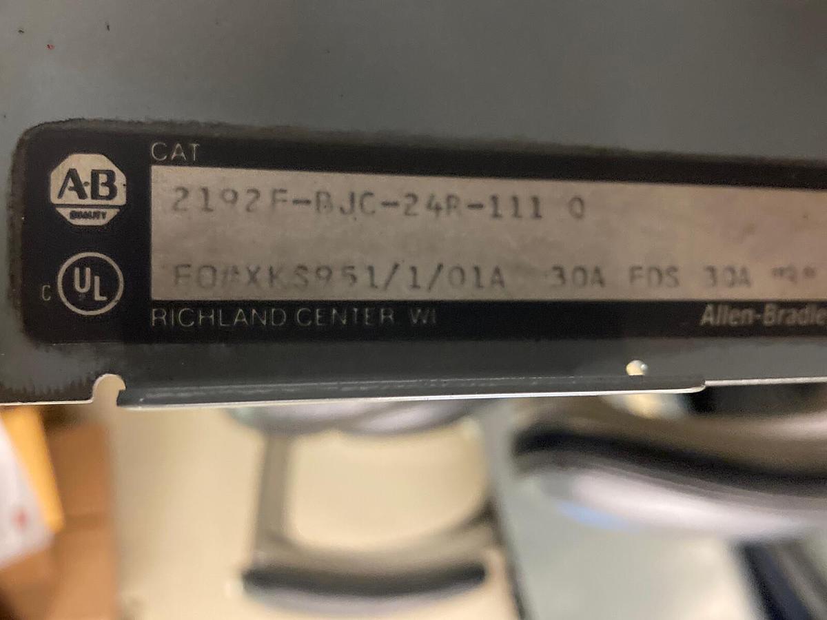 Used Allen-Bradley,2100 2192F,30 Amp 12 INCH Fused MCC Disconnect Feeder Bucket