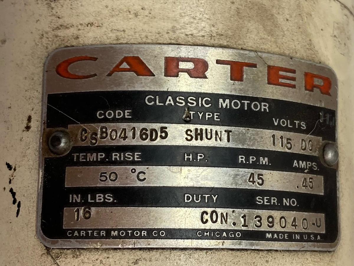 Used Carter,CSB0416D5,Type Shunt Classic Motor 115VDC