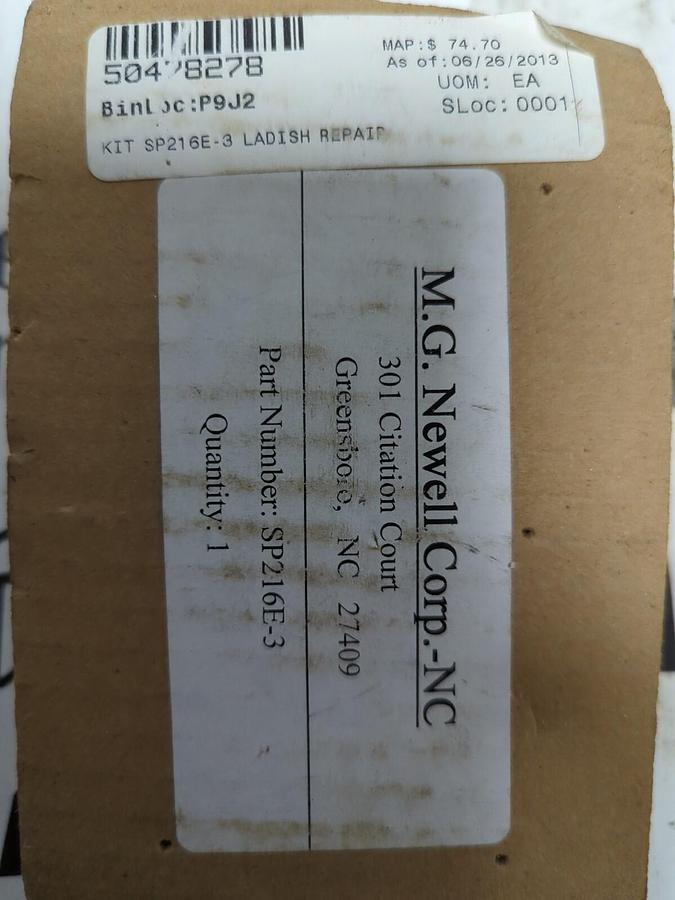 Used M.G. NEWELL CORP.,SP216E-3,REPAIR KIT NEW